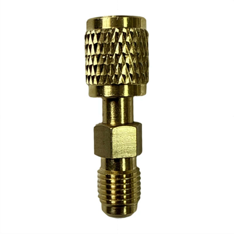 R32 & R454B Refrigerant Adapte - Brass Construction, 1/4" Female to 1/4" Male Reverse Thread Adapter Heavy Duty HVAC Quick Connect Fittings Low Loss for R32 R454B Refrigerant Tanks Mini Split Systems - Image 1